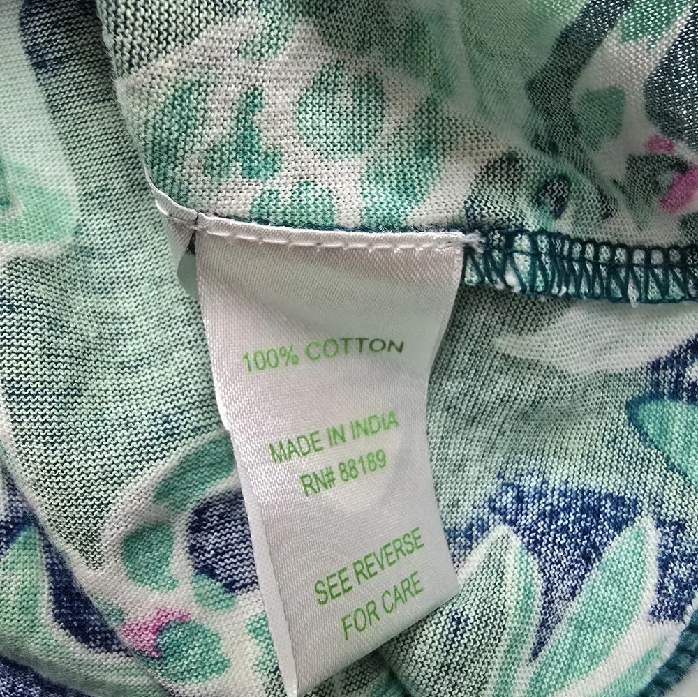 Lilly Pulitzer Floral Lemur Tropical Print Teal One Piece Romper Size XL 12/14